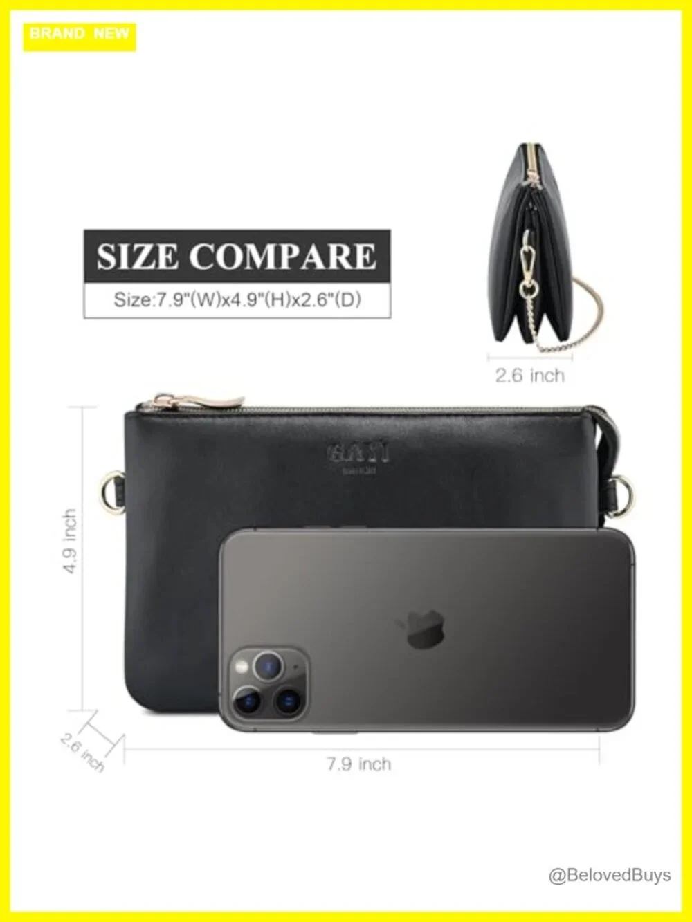 Faux Leather Wristlet Crossbody Clutch Purse with Zipper Pockets, Women's Small